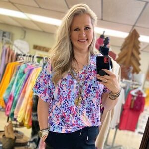 Purple Floral Top/Blouse‎